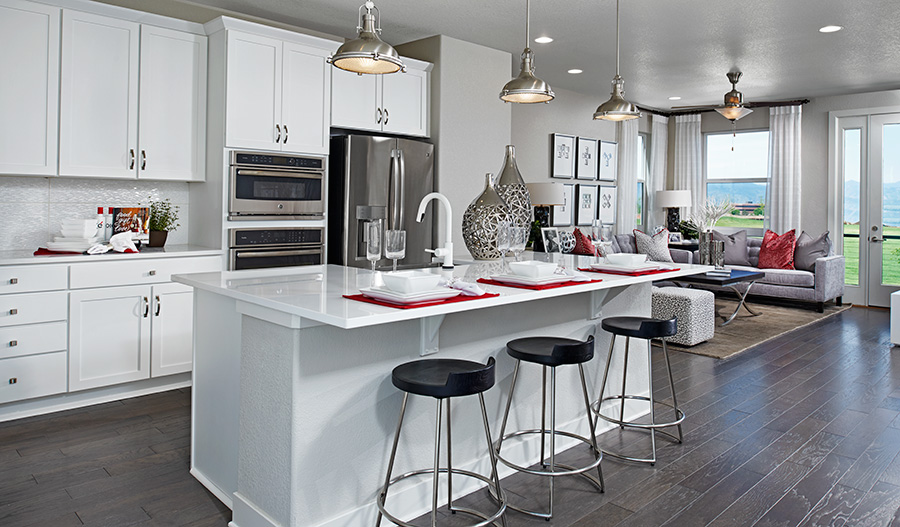 Greenwich model home kitchen with center island