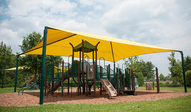 Covered playground equipment