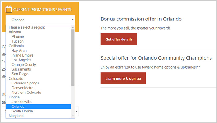 Screen capture of search for offers in Orlando