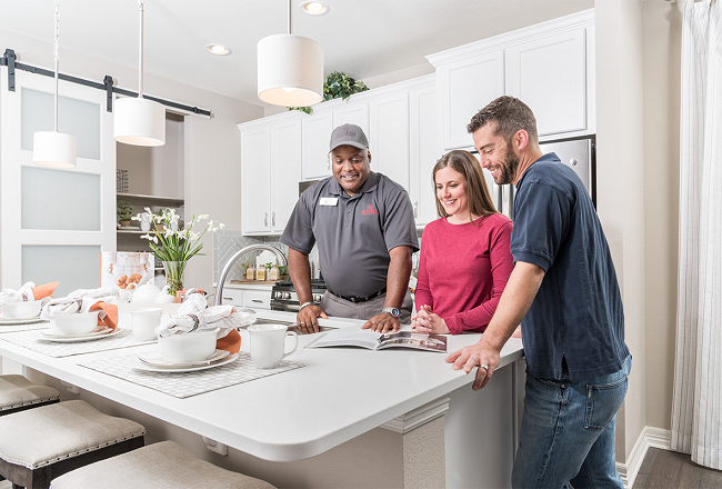 Home Care representative meeting with homeowners