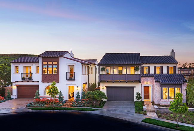 New home streetscape in Southern California for New Homes Infographic
