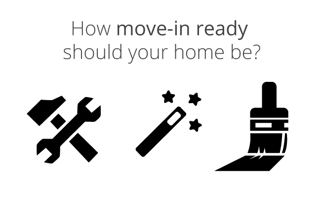 Illustration of tools and words "How move-in ready should your home be?"