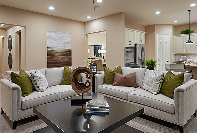 Delaney model home great room in Tucson