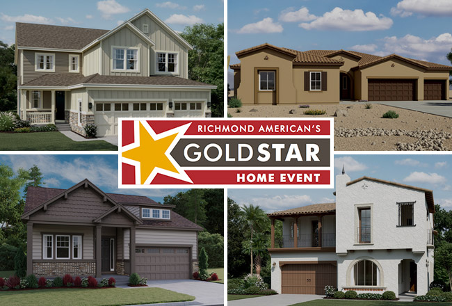 Gold Star Home Event logo over collage of home exteriors