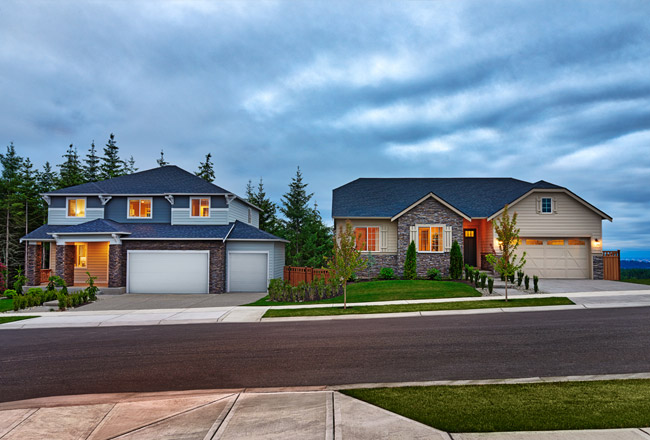 Streetscape of new homes