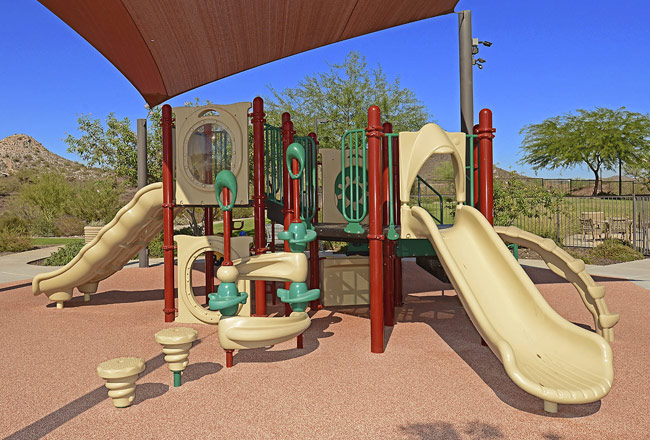 Community playground with two slides