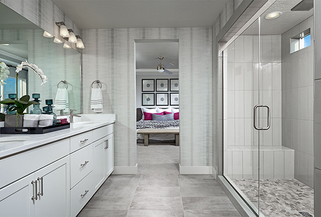 Primary bathroom in Bedford home