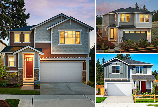 Collage of three two-story homes