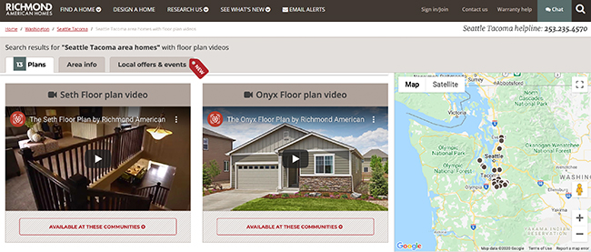 Screenshot of video tour landing page