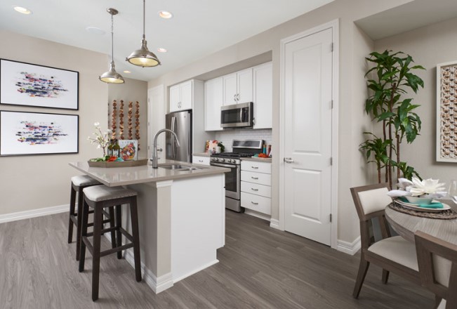 Kitchen of paired Boston home