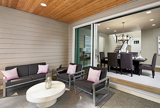 Covered patio with multi-slide doors