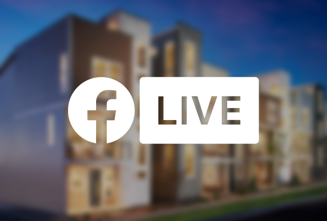 Three-story homes and Facebook Live logo