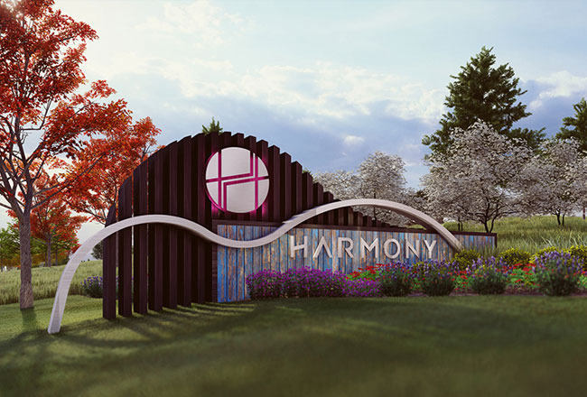 Harmony community entry monument