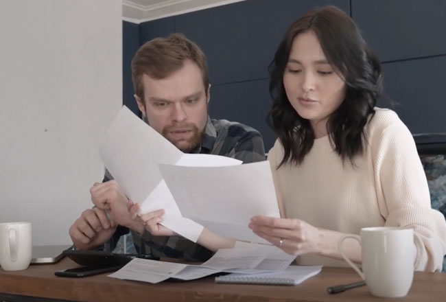 Couple looking at paperwork