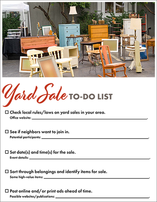 Yard sale to-do list