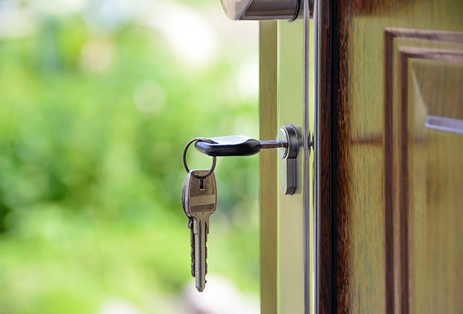 Keys in front door