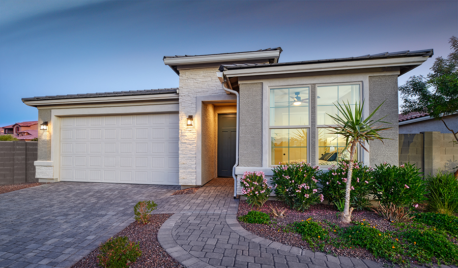 Exterior of ranch-style Sapphire home at Seasons at Broadmoor Heights community