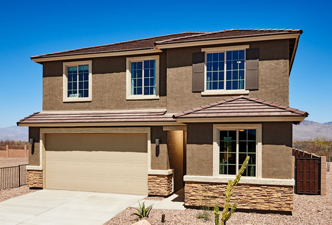 Exterior of two-story Pearl home at Seasons at Broadmoor Heights community