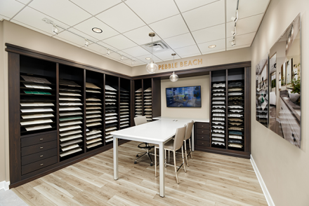 Room in Home Gallery design center with samples of backsplash tile