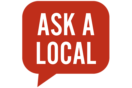 Red speech bubble that says 'Ask a local'