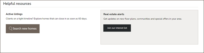 Active listings search feature and real estate alerts interest list sign up on RichmondAmerican.com