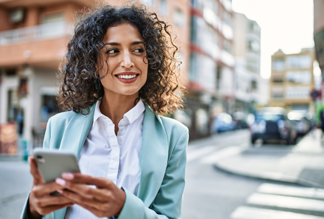 Real estate agent holding phone