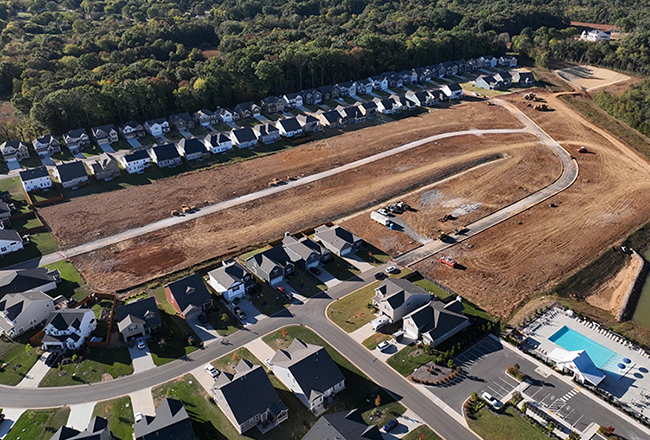 Aerial view of new home community