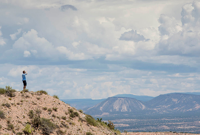 Person looking out across Albuquerque-area landscape