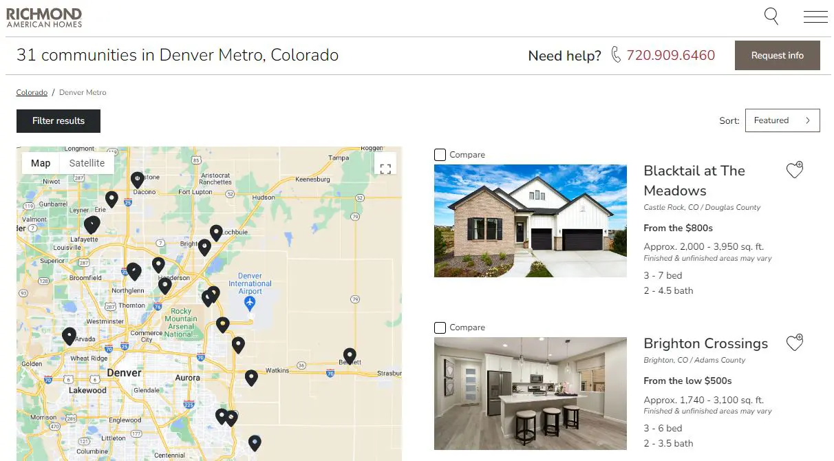 Screenshot of community listings page