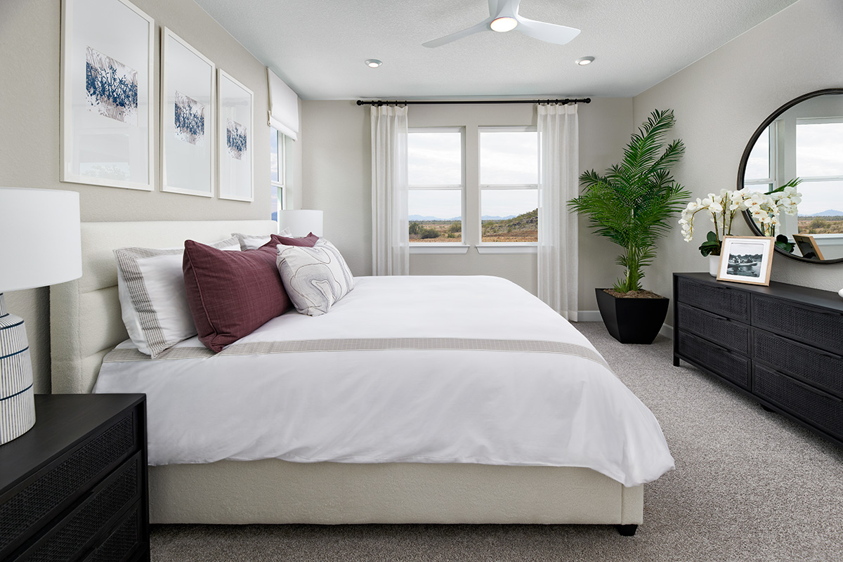 An impressive bedroom in a two-story floor plan