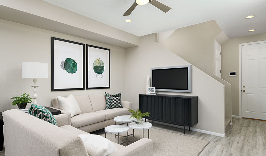 Relaxing living room in a Boston paired home