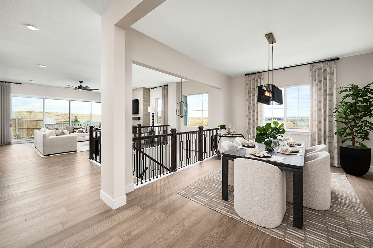 An inviting dining room and great room 