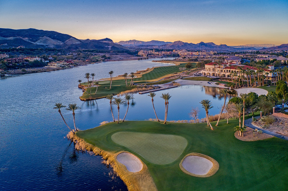 Aerial view of Lake Las Vegas and the golf course