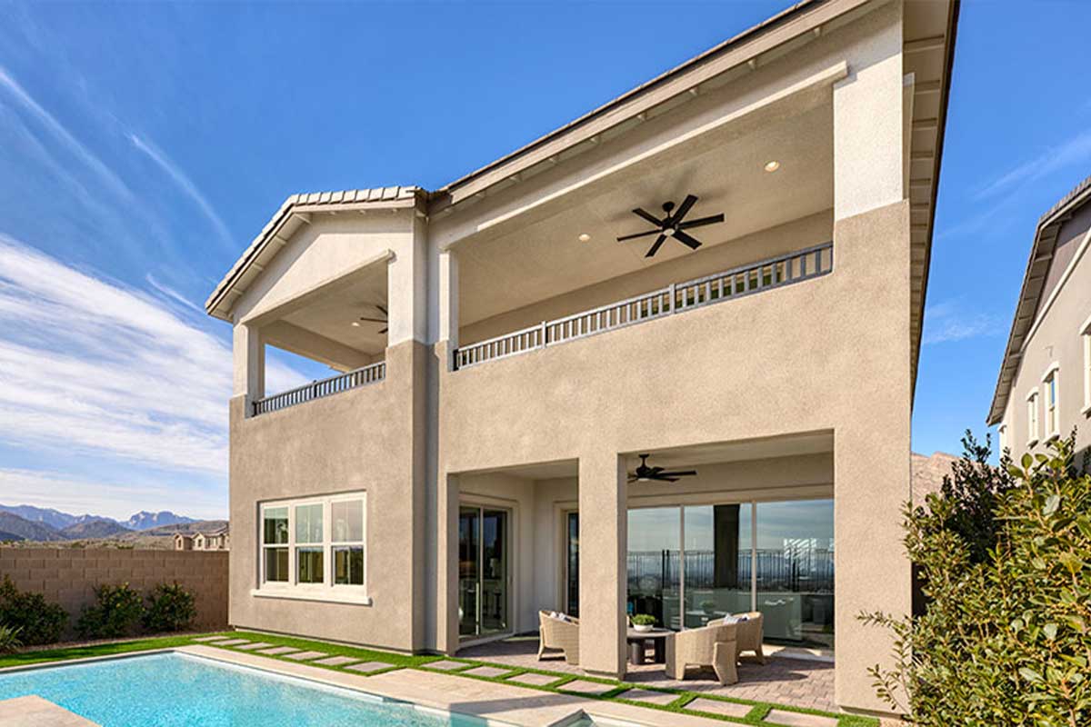 Rear exterior of a dynamic two-story floor plan