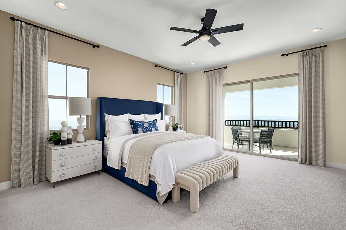 Primary suite in a two-story floor plan