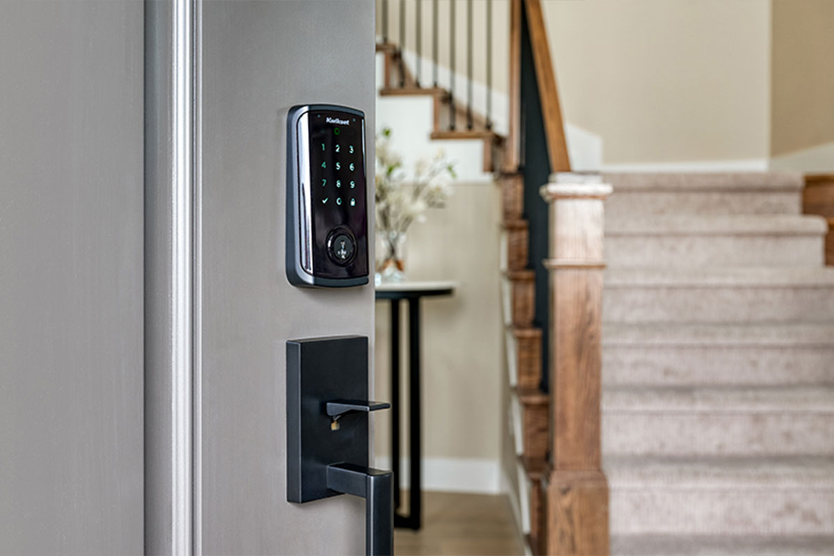 A keyless lock on a front door