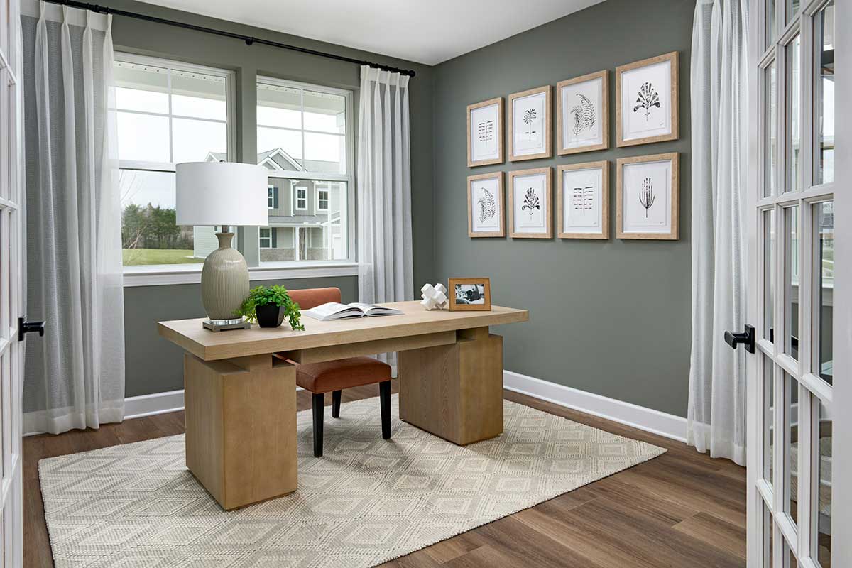 Home office in a two-story floor plan