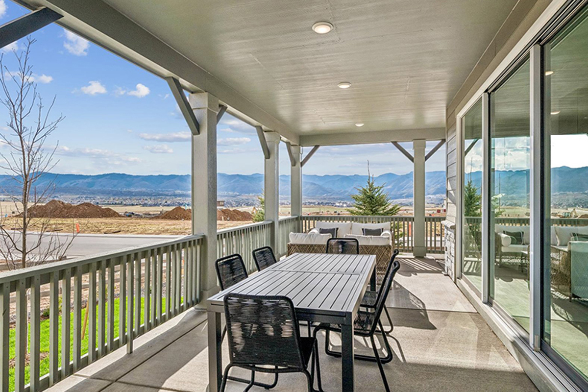 Covered patio in a new home
