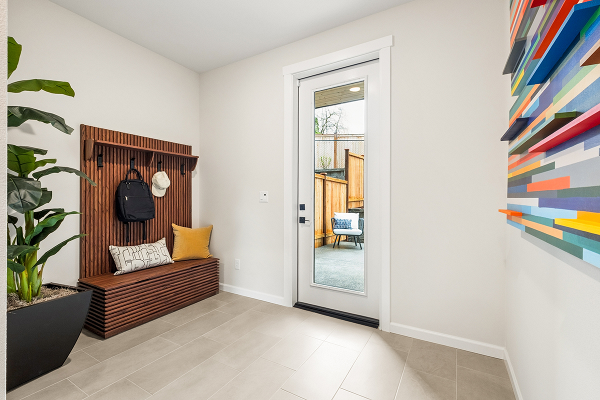 Front door and mud room area