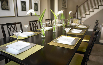 Beautifully set dining room table