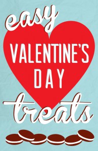 Illustration of a heart and cookies with the words "Easy Valentine's Day Treats"