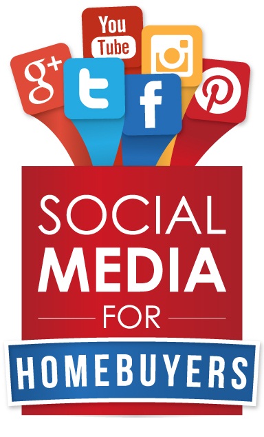 Icons for Google +, YoutTube, Twitter, Facebook, Instagram and Pinterest above words "Social Media for Homebuyers"