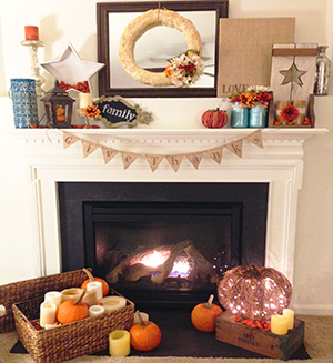 Decorated fall mantel