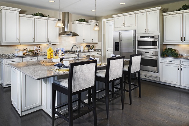 Kitchen of new home with stainless-steel appliances