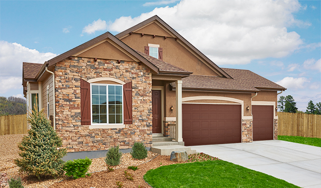 Exterior of ranch-style home with 3-car garage