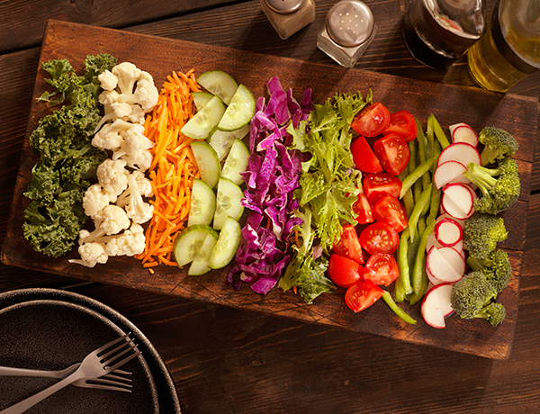 Salad ingredients on a table