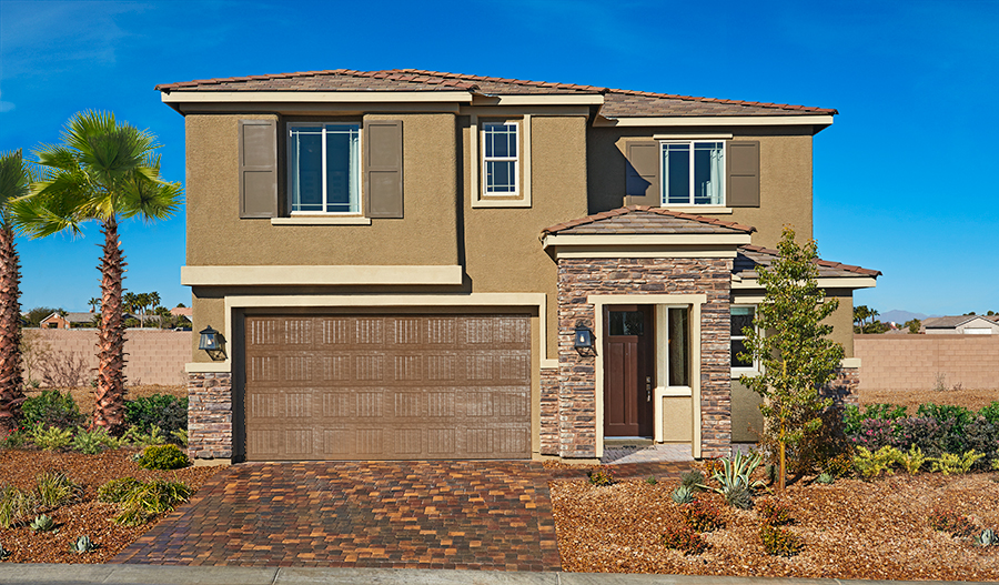 Exterior of two-story home with covered entry