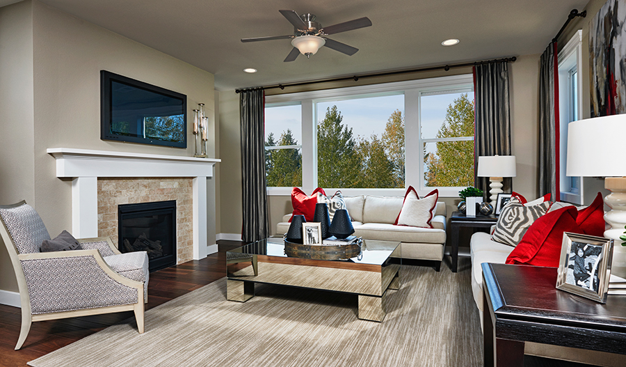 Family room with fireplace