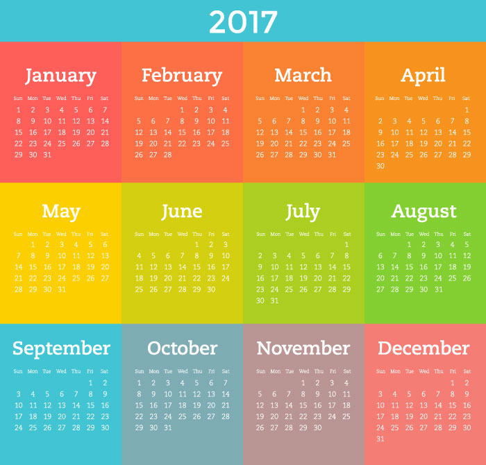 Colorful 2017 calendar