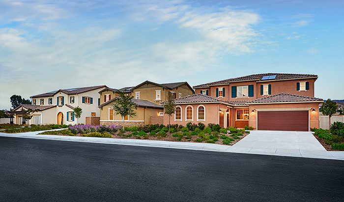 Streetscape with two-story homes